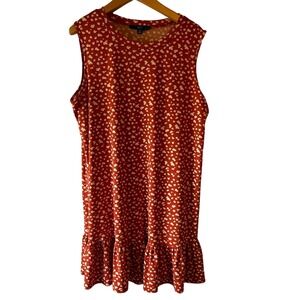 APT 9 Red Floral Ruffle Hem Sleeveless Dress Women's Plus Size XXL Feminine